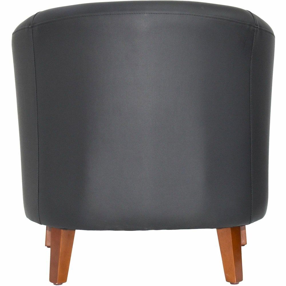 Lorell Barrel Armchair - Four-legged Base - Black - Bonded Leather - Armrest - 1 Each. Picture 10