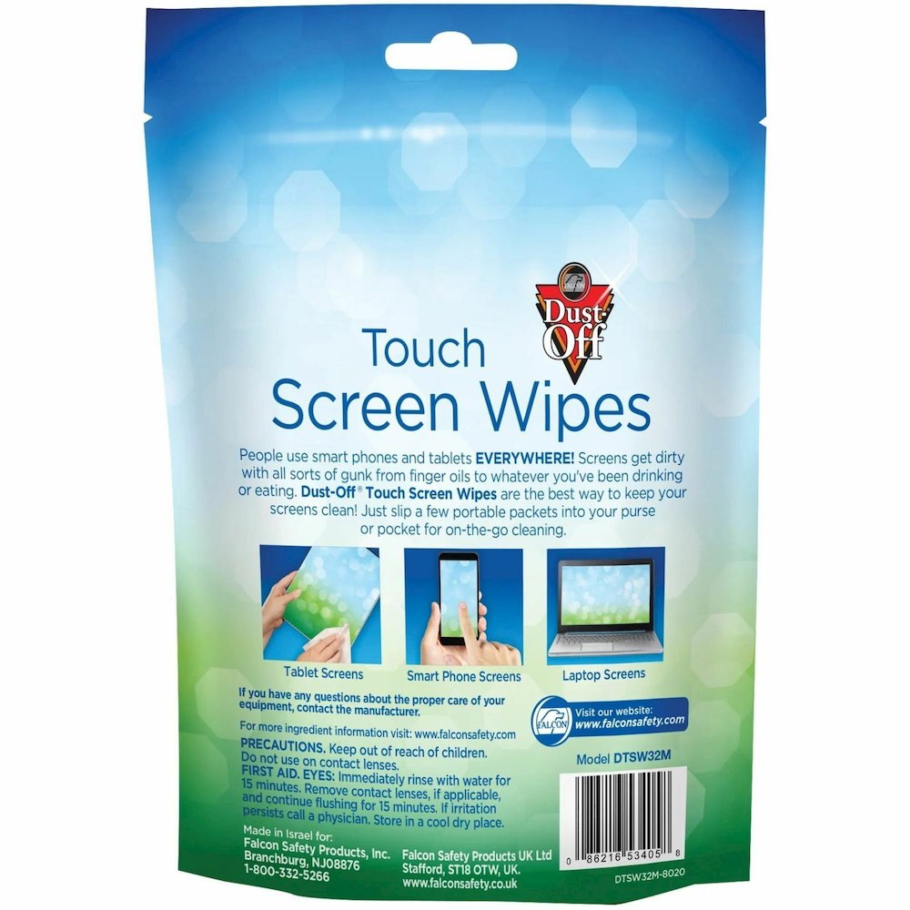 Dust-Off Electronics Screen Wipes - DTSW32 - For Multipurpose - BluePouch - 32 / Pack. Picture 5