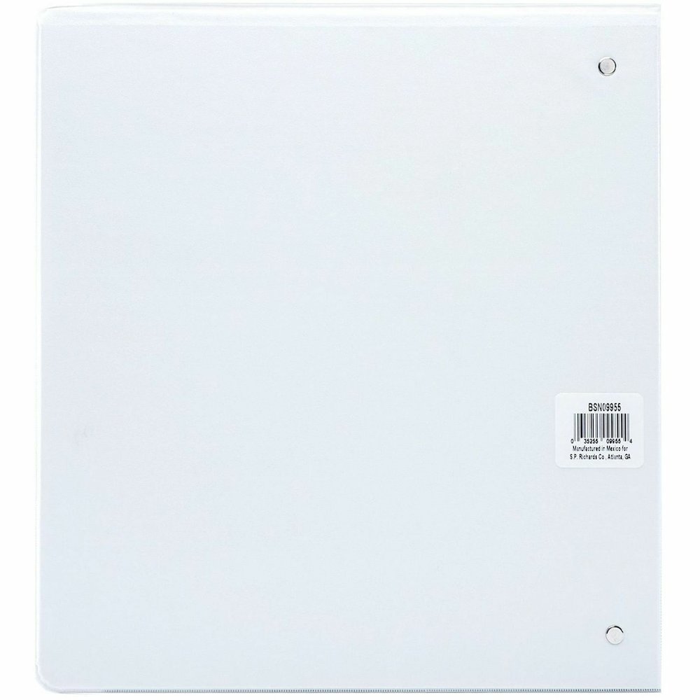 Business Source Round Ring View Binder - 1 1/2" Binder Capacity - Letter - 8 1/2" x 11" Sheet Size - 350 Sheet Capacity - Fastener: Round Ring - Pocket: 2, Internal - Chipboard, Polypropylene - White . Picture 11
