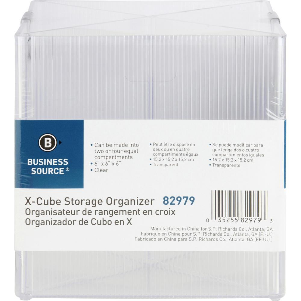 Business Source X-Cube Storage Organizer - 4 Compartment(s) - 6" Height x 6" Width x 6" Depth - Desktop - Adjustable Divider - Clear - 1 Each. Picture 7