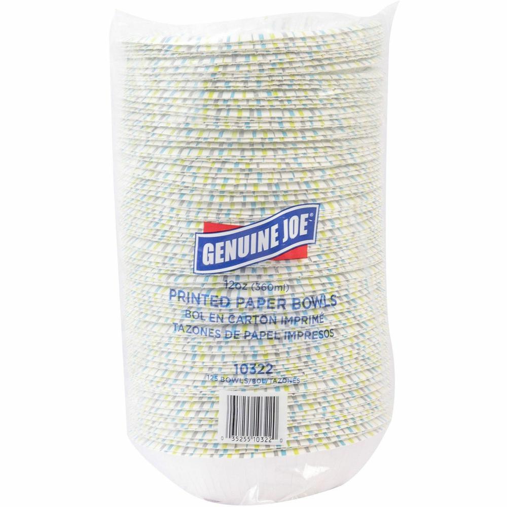 Genuine Joe 12 oz Paper Bowls - Disposable - Multi - 125 / Pack. Picture 3
