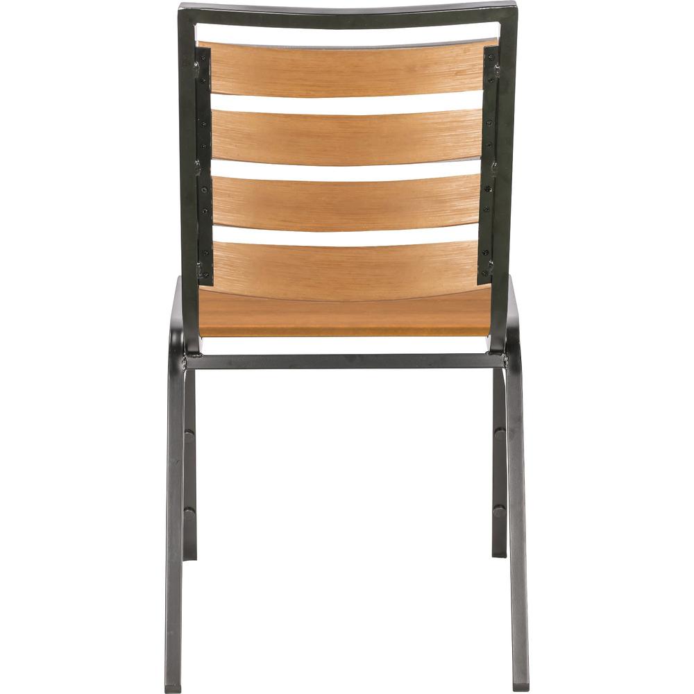 Lorell Outdoor Chairs - Teak Seat Color - Faux Wood Seat Material - Teak Back Color - Faux Wood Back Material - Four-legged Base - 4 / Carton. Picture 4