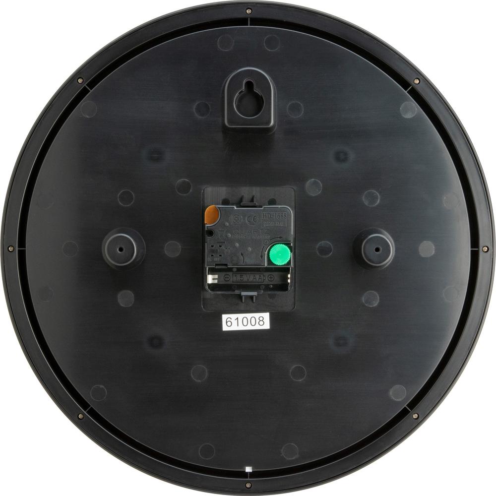 Lorell 12-1/2" Slimline Wall Clock - Analog - Quartz - Black Case - Modern Style. Picture 4