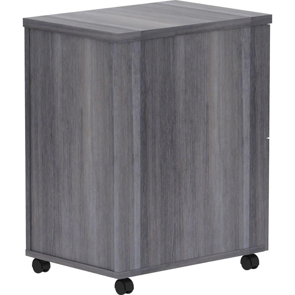 Lorell Essentials Series File/File Mobile File Cabinet - 28.3" Height x 16" Width x 22" Depth - Total Drawer(s): 2 - Finish: Weathered Charcoal, Laminate - Dual Wheel Caster, Durable, Built-in Hangrai. Picture 6