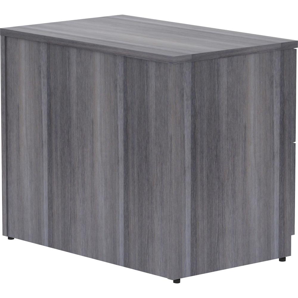 Lorell Essentials Series Lateral File - 29.5" Height x 35" Width x 22" Depth, 1" Thickness Top - Total Drawer(s): 2 - Finish: Weathered Charcoal, Laminate - Durable, Ball Bearing Glide, Locking System. Picture 6