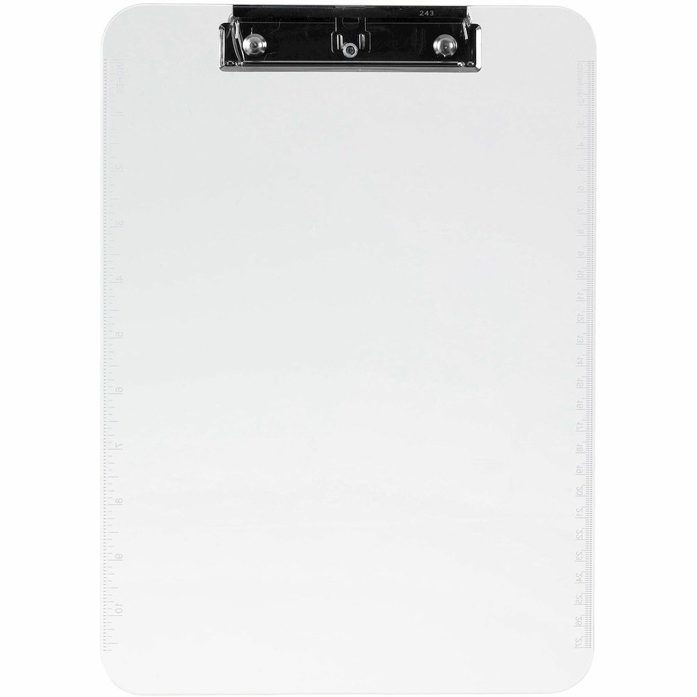 Business Source Flat Clip Clipboard - 9" x 12" Sheet Size - Plastic - Clear - 1 Each. Picture 9