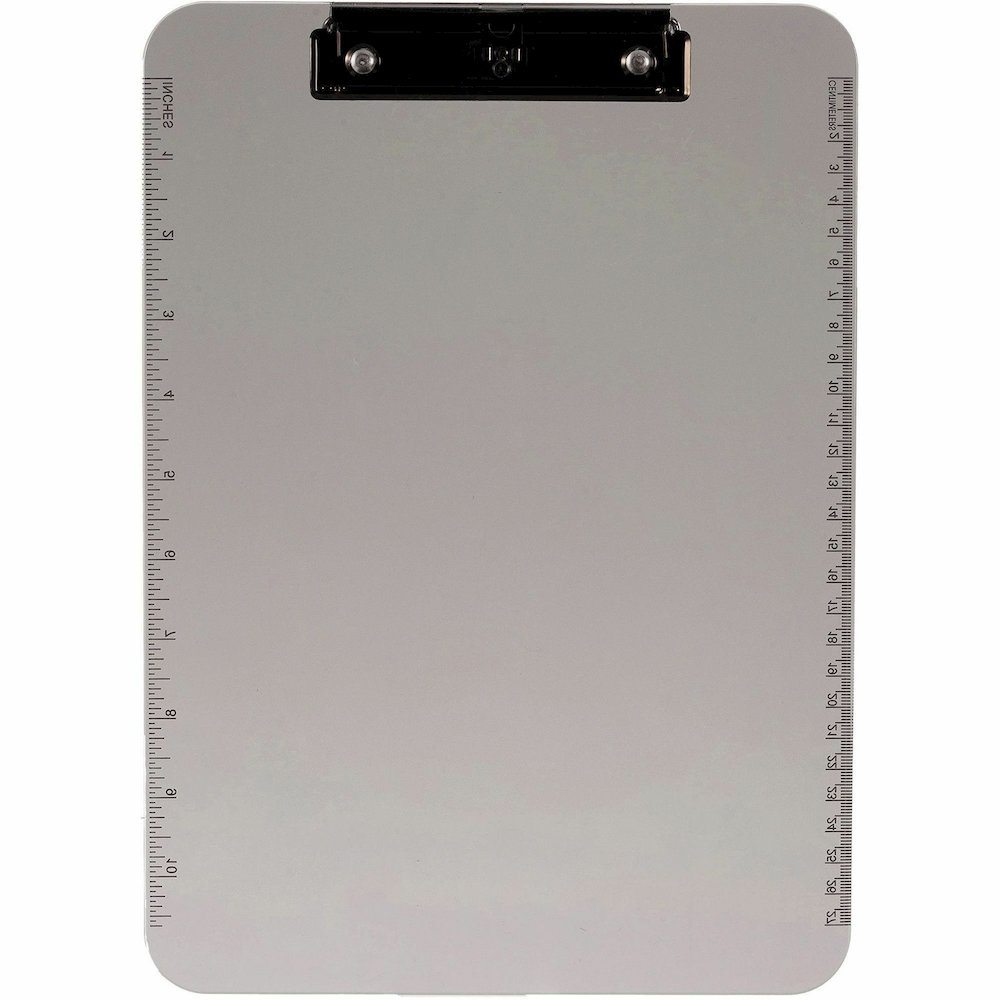 Business Source Flat Clip Plastic Clipboard - 9" x 12" Sheet Size - Plastic - Smoke - 6 / Bundle. Picture 9