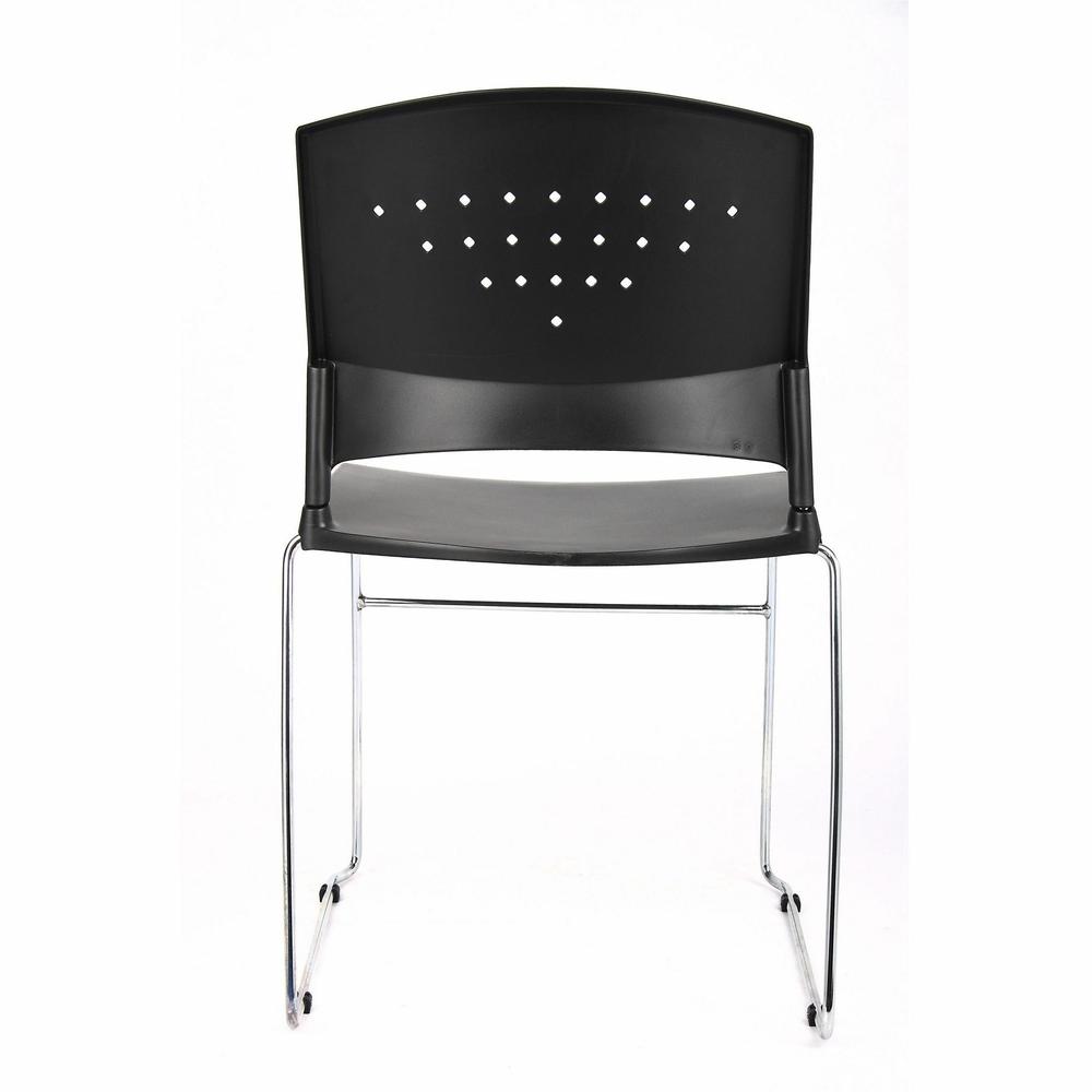Boss Black Stack Chair With Chrome Frame, 1Pc Pack - Black Seat Color - Polypropylene Seat Material - Black Back Color - Polypropylene Back Material - Chrome Frame Material - Sled Base - 1 Each. Picture 5