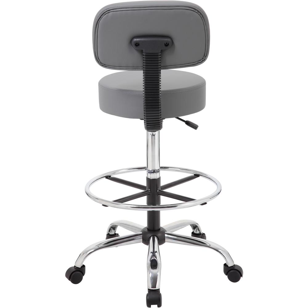 Boss B16245-GY Drafting Stool - Gray Vinyl, Foam Seat - Gray Vinyl, Plush Back - 5-star Base - 1 Each. Picture 6