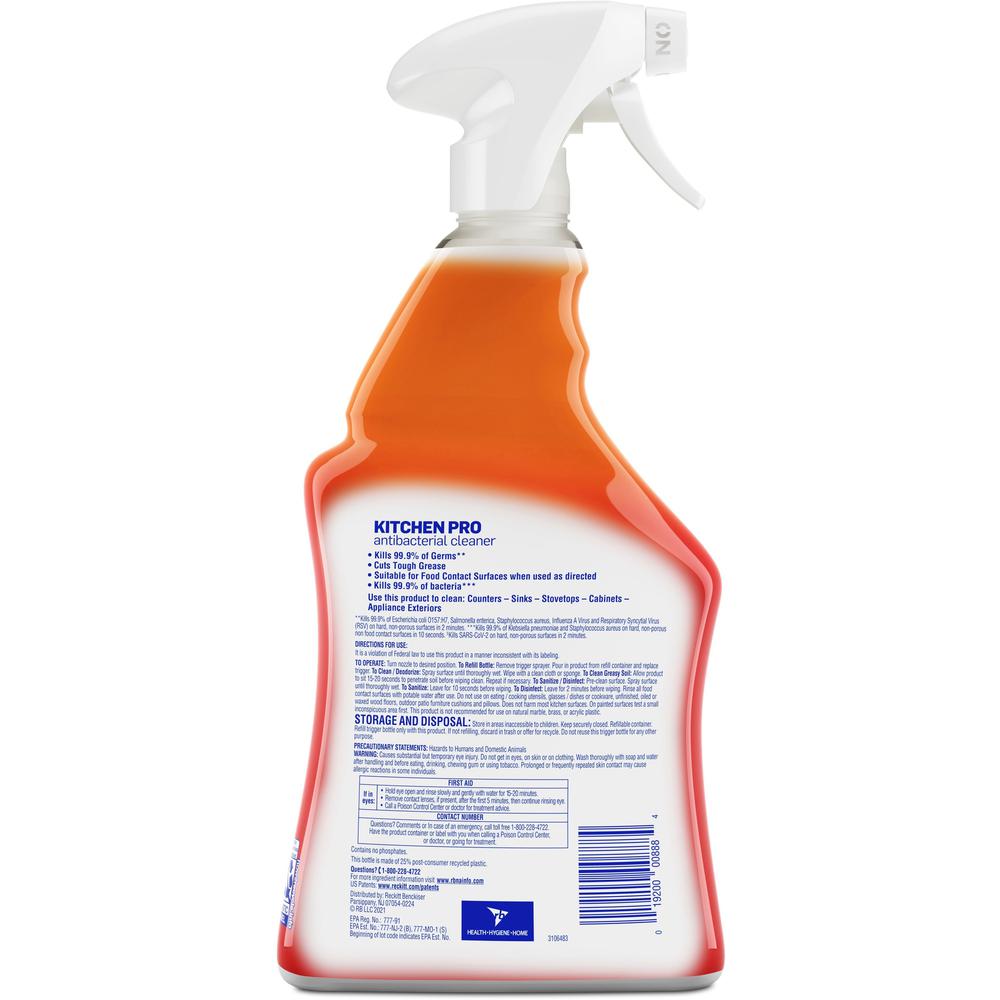 Lysol Kitchen Pro Antibacterial Cleaner - For Multi Surface - 22 fl oz (0.7 quart) - Fresh Citrus Scent - 9 / Carton - Deodorize, Streak-free, Chemical-free, Disinfectant, Anti-bacterial, Residue-free. Picture 4