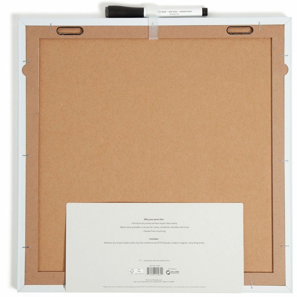 U Brands Magnetic Frameless Dry-Erase Board - 14" (1.2 ft) Width x 14" (1.2 ft) Height - White Painted Steel Surface - Square - Horizontal/Vertical - Magnetic - 1 Each. Picture 5
