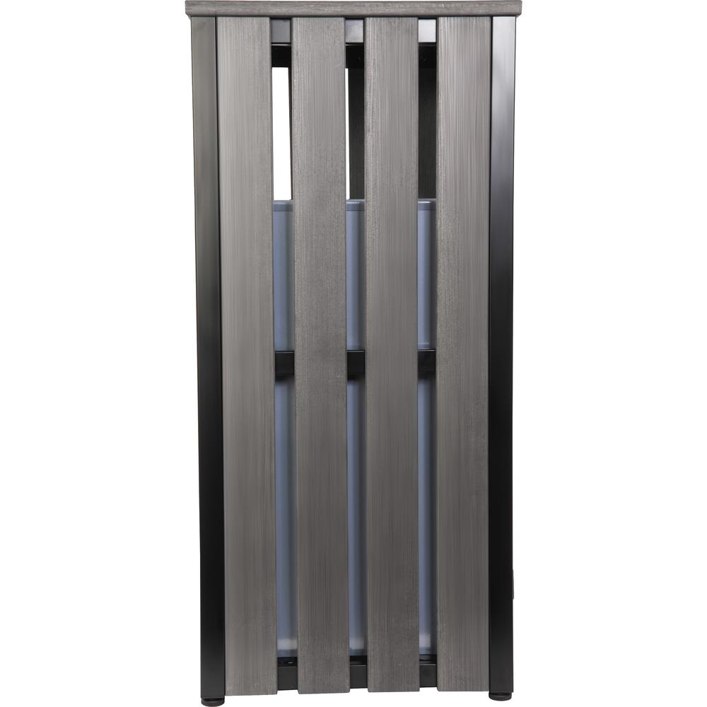 Lorell Faux Wood Outdoor Waste Bin - Rectangular - Weather Resistant - 33.6" Height - Polystyrene - Weathered Charcoal - 1 Each. Picture 6