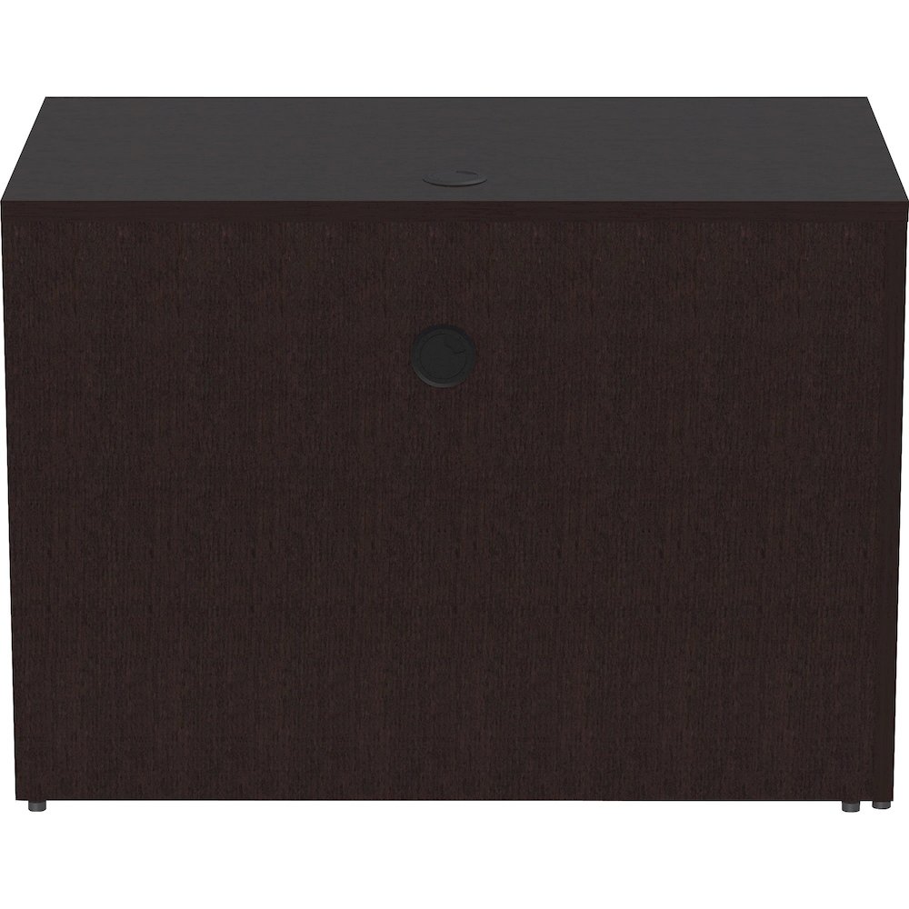Lorell Essentials Series Return Shell - 29.5" Height x 42" Width x 24" Depth Return Shell, 1" Thickness Top - Finish: Espresso - Grommet, Adjustable Feet, Durable, Laminated, Cam Lock, Cord Management. Picture 8