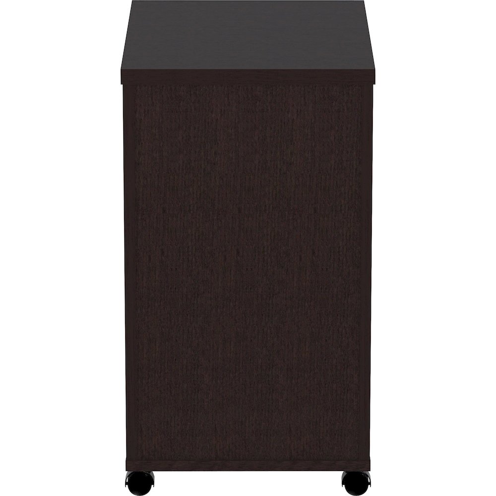 Lorell Essentials Series Box/Box/File Mobile File Cabinet - 28.3" Height x 16" Width x 22" Depth Pedestal, 1" Thickness Top - Finish: Espresso, Silver Brush - Durable, Laminated, Built-in Hangrail, Fi. Picture 10