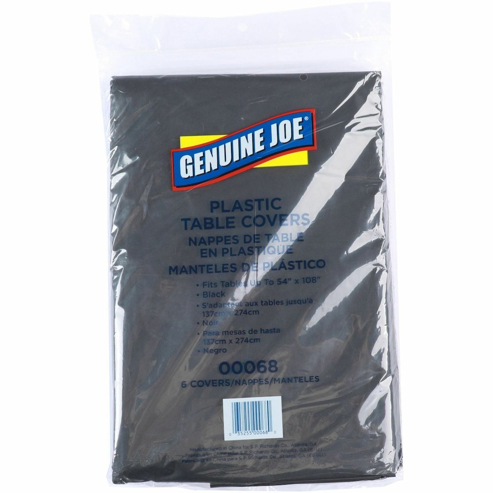 Genuine Joe Plastic Table Covers - 108" Length x 54" Width - Plastic - Black - 1 Pack. Picture 9