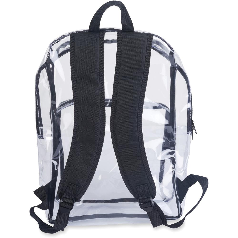 Tatco Carrying Case (Backpack) Notebook - Clear, Black - Vinyl Body - Shoulder Strap - 17.5" Height x 14.3" Width x 5.5" Depth - 1 Each. Picture 2