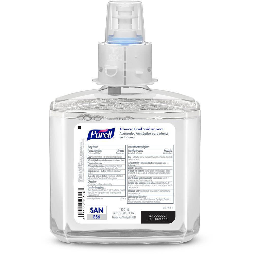 PURELL&reg; Advanced Hand Sanitizer Foam Refill - Clean Scent - 1.27 quart - Touchless Dispenser - Kill Germs - Hospital, Hand, Healthcare, Skin - Moisturizing - Clear - Dye-free, Refillable, Fragranc. Picture 2