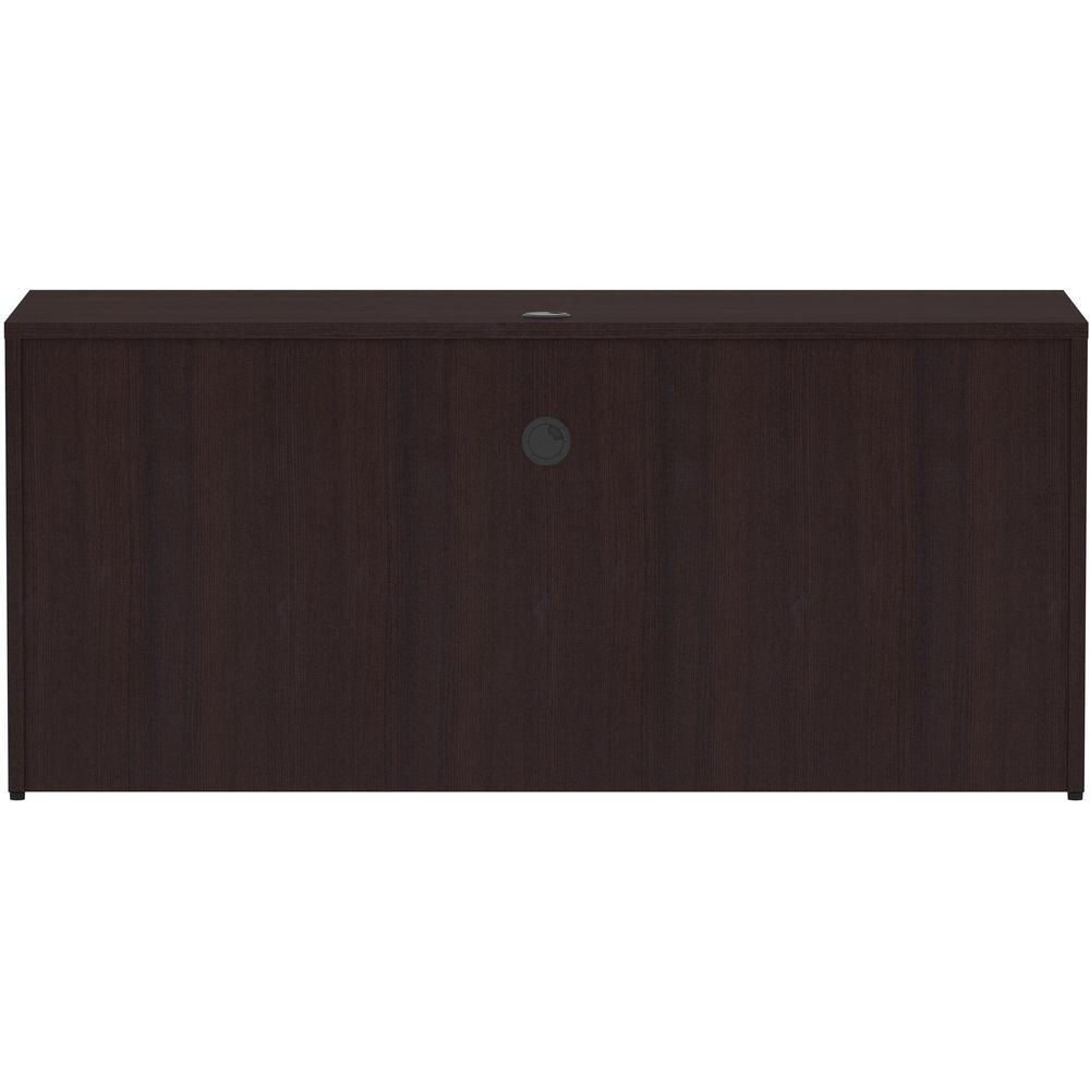 Lorell Essentials Series Credenza Shell - 66" x 24"29.5" Credenza Shell, 1" Top - Finish: Espresso Laminate, Silver Brush. Picture 4