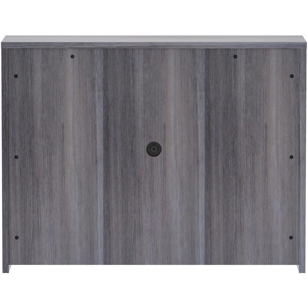 Lorell Essentials Series Stack-on Hutch with Doors - 36" Height x 48" Width x 15" Depth - 3 Door(s) - Finish: Weathered Charcoal Laminate - Cam Lock, Grommet, Cord Management, Durable - For Office - 1. Picture 4