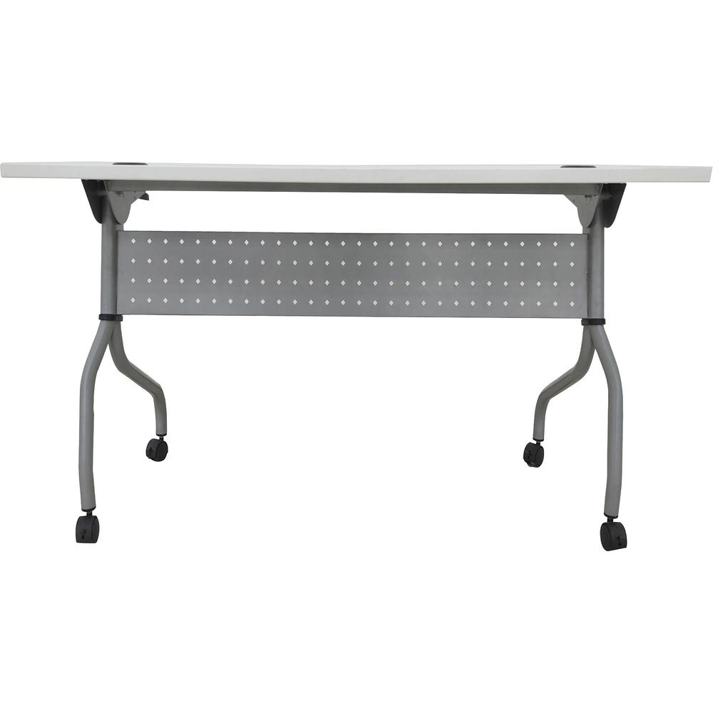 Lorell Flip Top Training Table - White Rectangle Top - Silver Folding Base - 4 Legs - 23.60" Table Top Length x 48" Table Top Width - 29.50" Height - Assembly Required - Melamine Top Material - 1 Each. Picture 6