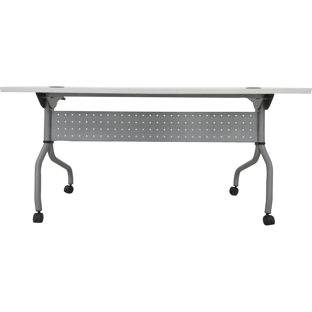 Lorell Flip Top Training Table - White Top - Silver Base - 4 Legs - 23.60" Table Top Length x 60" Table Top Width - 29.50" Height - Assembly Required - Melamine Top Material - 1 Each. Picture 9