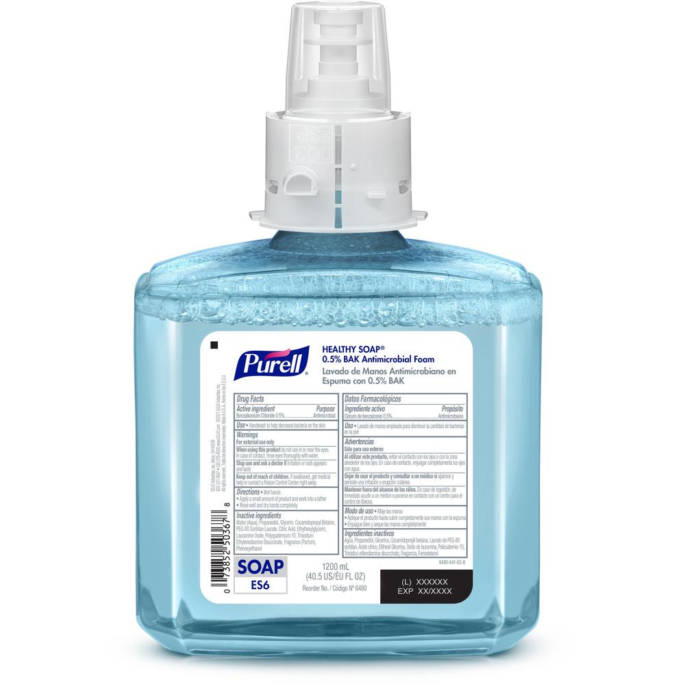 PURELL&reg; ES6 HEALTHY SOAP™ 0.5% BAK Antimicrobial Foam - Fragrance-free Scent - 1.27 quart - Pump Bottle Dispenser - Soil Remover, Odor Remover, Kill Germs - Hand, Skin - Moisturizing - Antib. Picture 2