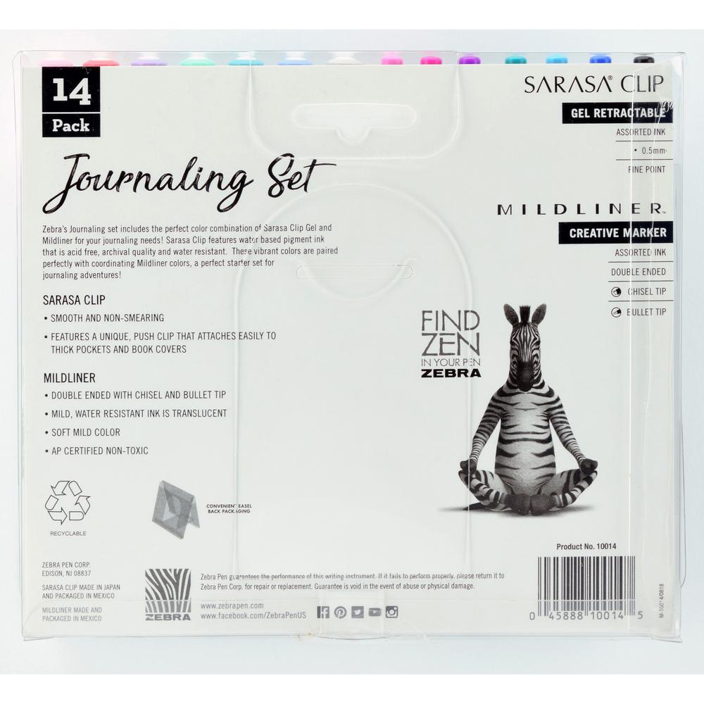 Zebra SARASA Clip Pen/MIDLINER Marker Journaling Set - 0.5 mm, 1 mm Pen Point Size - Broad, Fine Marker Point - Bullet, Chisel Marker Point Style - Assorted Water Based Ink - Retractable - Double Ende. Picture 2