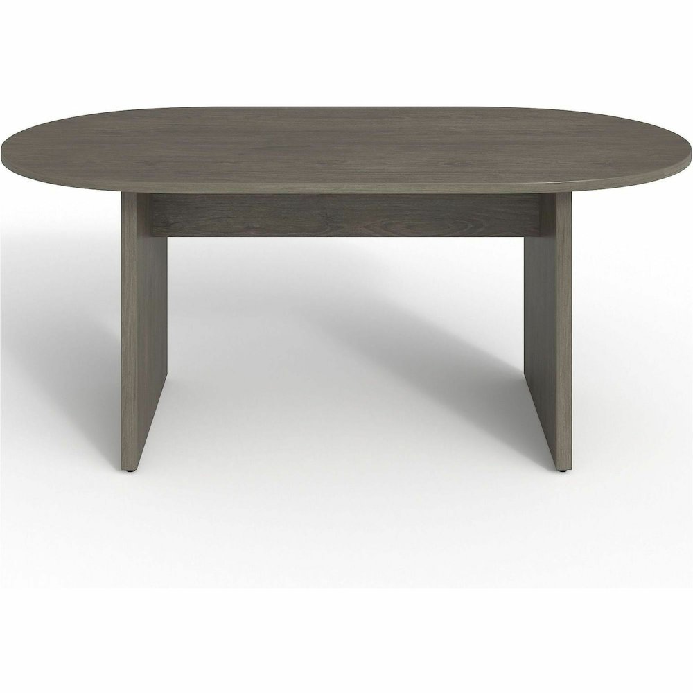 Lorell Prominence 2.0 Racetrack Conference Table - Oval - 29" Height x 72" Width x 36" Depth, 1" Thickness Top - Material: Particleboard - Finish: Gray - Durable, Mar Resistant, Burn Resistant, Impact. Picture 10