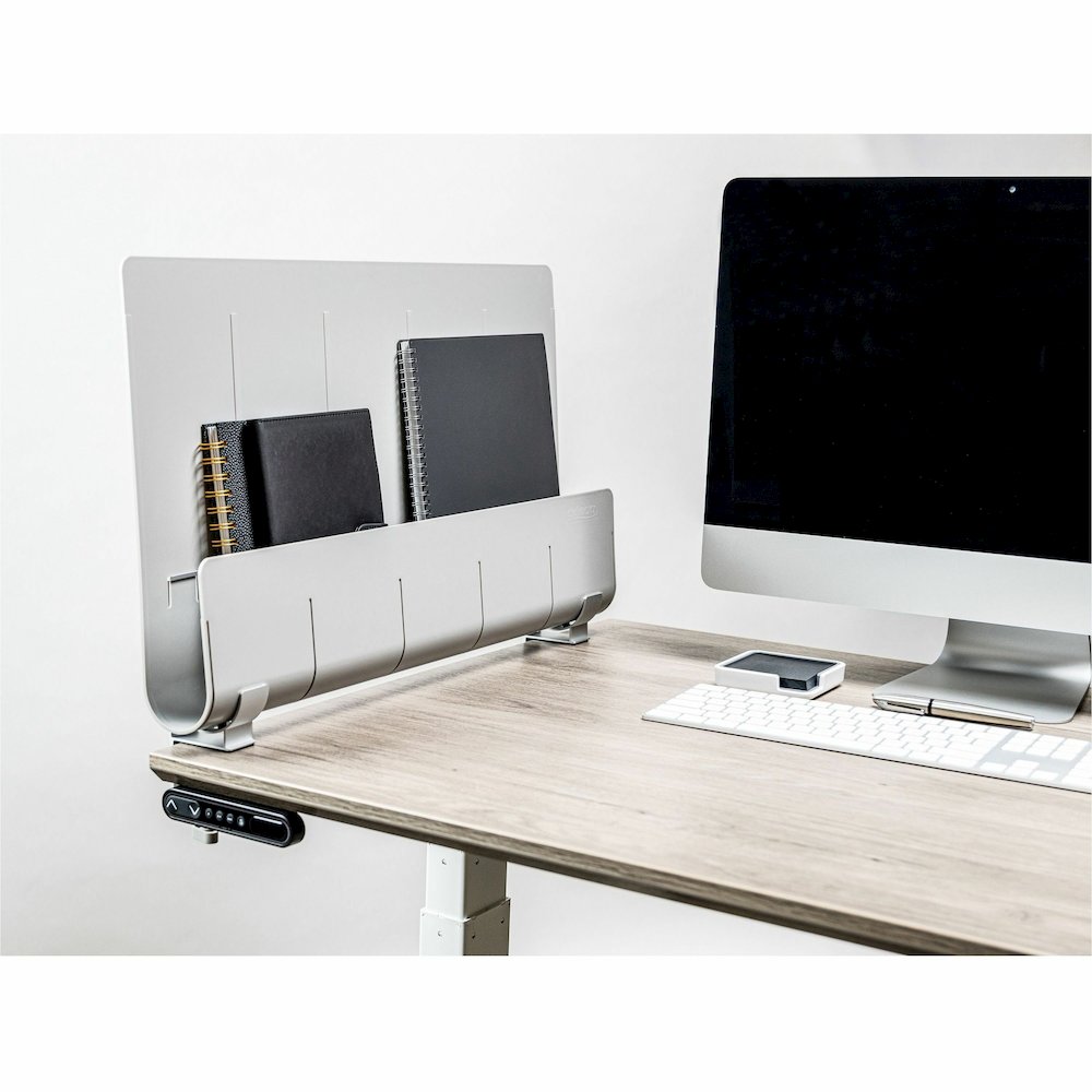 Deflecto Standing Desk Privacy Panel Organizer - 16.35" Height x 24" Width x 2.70" Depth - Gray - Acrylonitrile Butadiene Styrene (ABS) - 1 Each. Picture 12