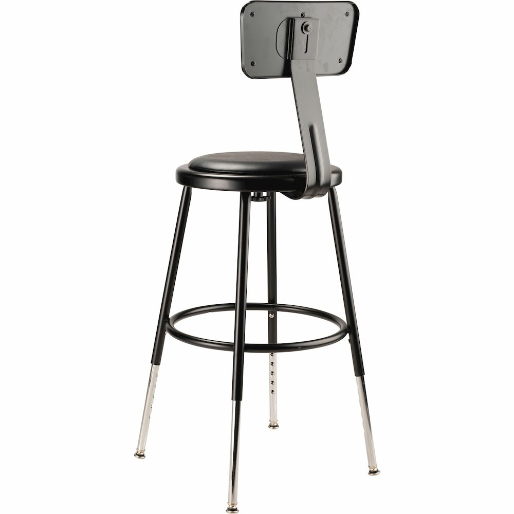 National Public Seating 6400 Series Heavy-Duty Padded Stools - Black Seat Color - Vinyl, Medium Density Fiber (MDF) Seat Material - Black Frame Color - Steel Frame Material - Four-legged Base - Black . Picture 11