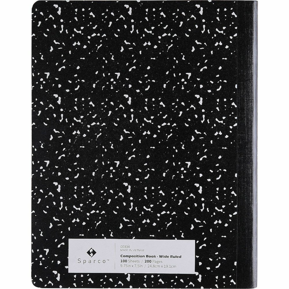 Sparco Composition Notebook - 100 Sheets - Letter - Black Cover - 12 / Pack. Picture 10