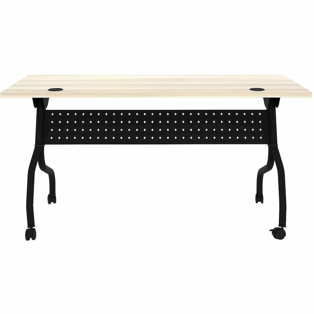 Lorell Modern Elm/Black Flip-Up Training Tables - Melamine Top - Black Four Leg Base - 4 Legs - 60" Table Top Width x 23.60" Table Top Depth - 29.50" Height - Training - Assembly Required - Modern Elm. Picture 12