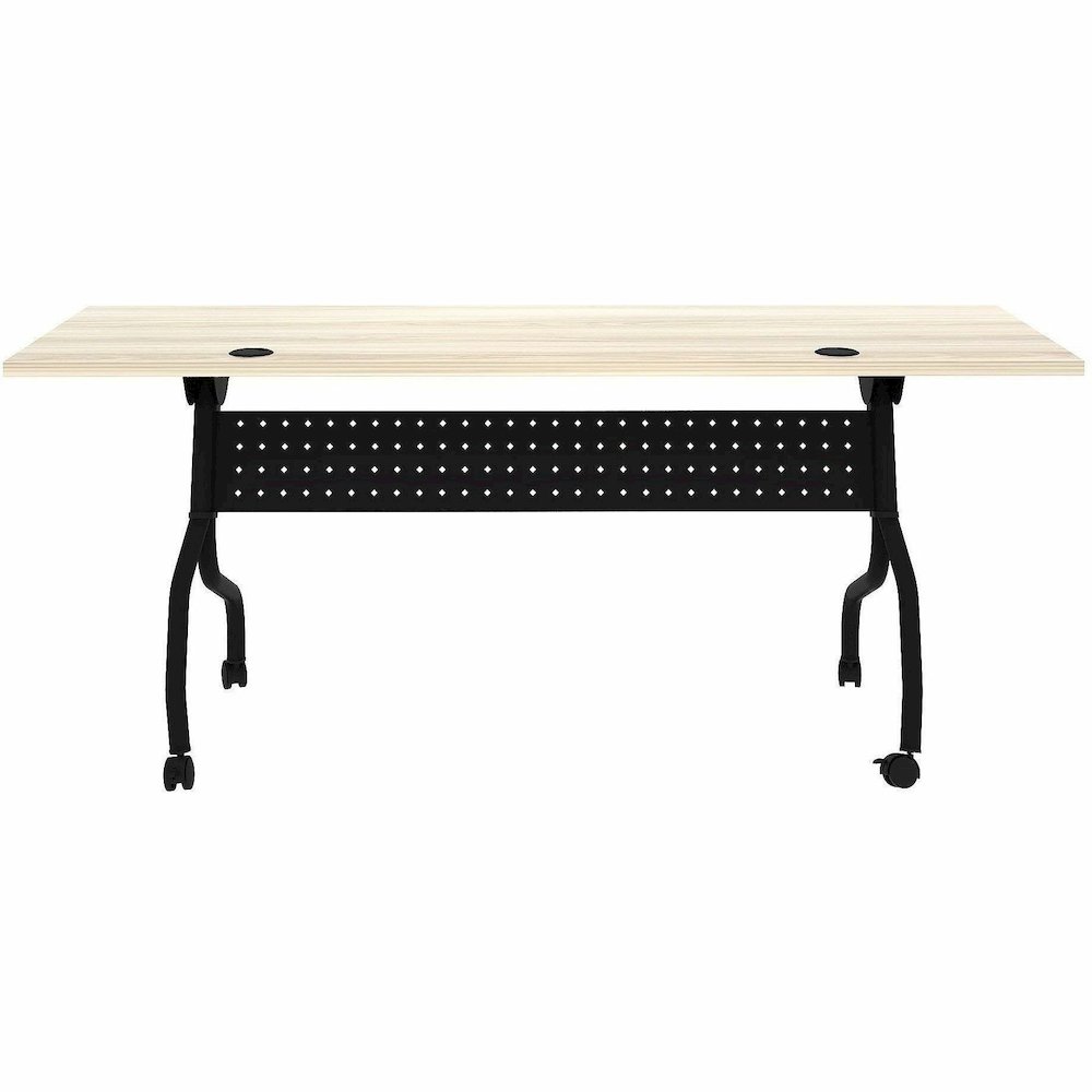 Lorell Modern Elm/Black Flip-Up Training Tables - Melamine Top - Black Four Leg Base - 4 Legs - 72" Table Top Width x 23.60" Table Top Depth - 29.50" Height - Training - Assembly Required - Modern Elm. Picture 12