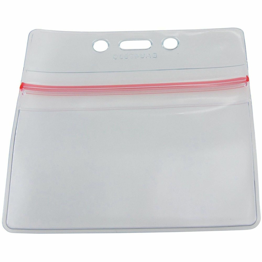 SICURIX Badge Holder - Support 3.75" x 2.62" Media - Horizontal - Vinyl - Clear - Zipper Lock - 50 / Pack. Picture 7