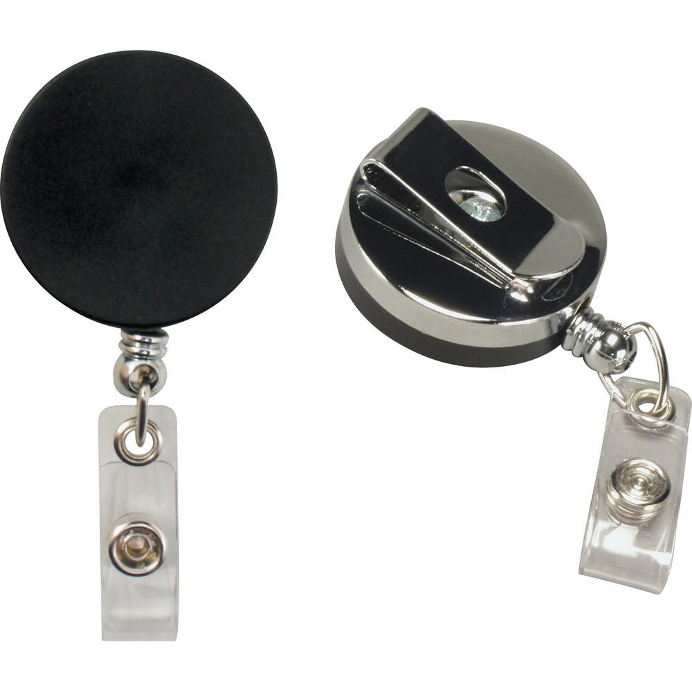 SICURIX Heavy-Duty ID Card Reel with Belt Clip - Plastic - 1 Each - Black. Picture 7