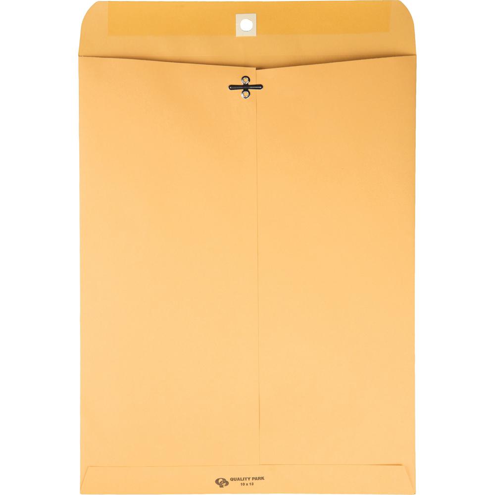 Quality Park 10 x 13 Extra Heavy-duty Clasp Envelopes - Clasp - #97 - 10" Width x 13" Length - 32 lb - Gummed - Kraft - 100 / Box - Kraft. Picture 5