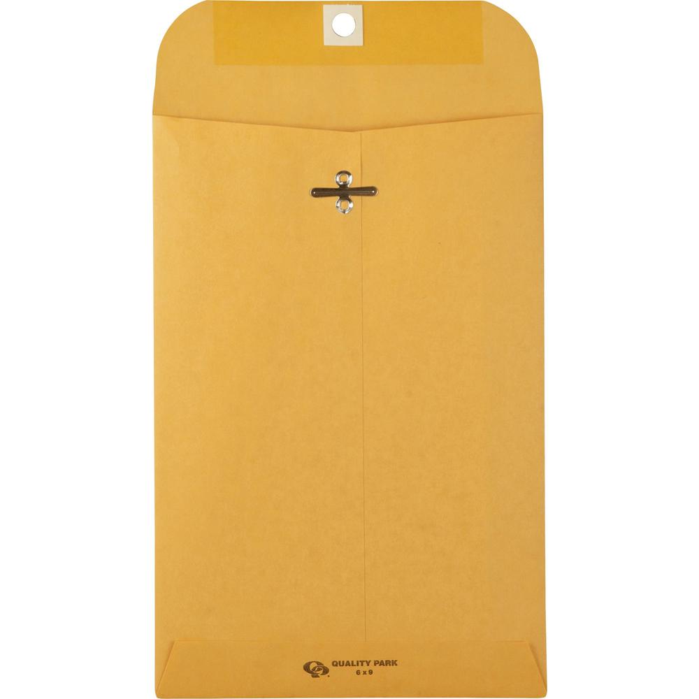 Quality Park 6 x 9 Clasp Envelopes with Deeply Gummed Flaps - Clasp - #55 - 6" Width x 9" Length - 28 lb - Gummed - Kraft - Kraft - 100 / Box. Picture 4