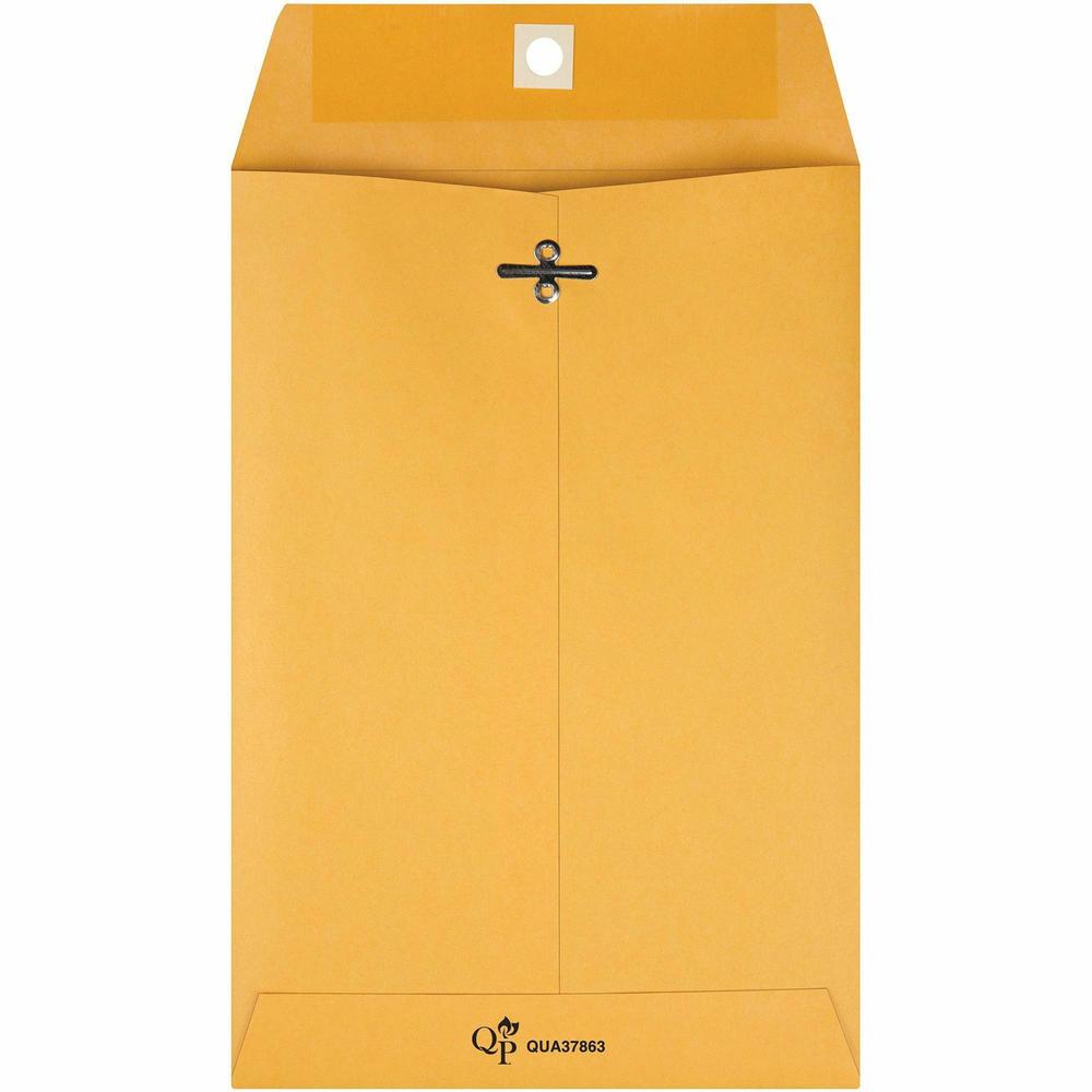 Quality Park 6-1/2 x 9-1/2 Clasp Envelopes ith Deeply Gummed Flaps - Clasp - #63 - 6 1/2" Width x 9 1/2" Length - 28 lb - Gummed - Kraft - Kraft - 100 / Box. Picture 4