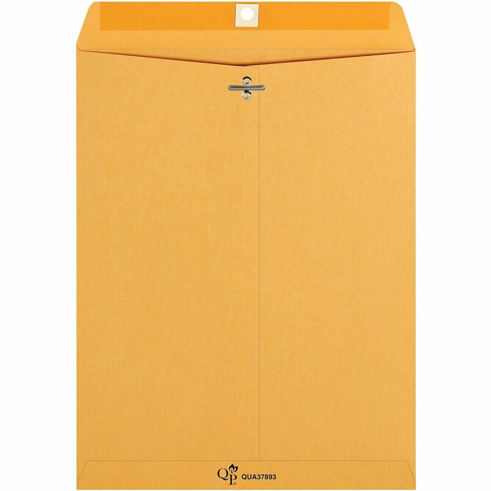 Quality Park 9-1/2 x 12-1/2 Clasp Envelopes with Deeply Gummed Flaps - Clasp - #93 - 9 1/2" Width x 12 1/2" Length - 28 lb - Gummed - Kraft - 100 / Box - Kraft. Picture 4