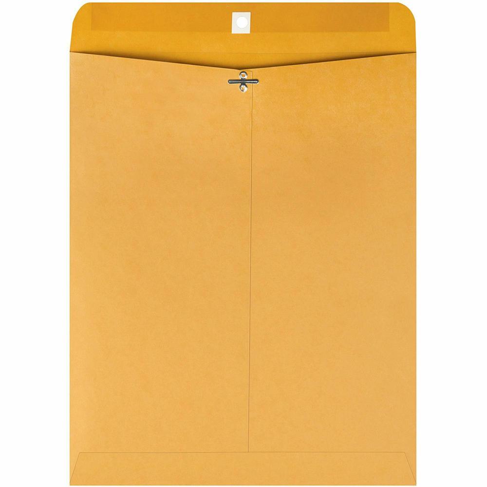Quality Park 11-1/2 x 14-1/2 Clasp Envelopes with Deeply Gummed Flaps - Clasp - #105 - 11 1/2" Width x 14 1/2" Length - 28 lb - Gummed - Kraft - 100 / Box - Kraft. Picture 2