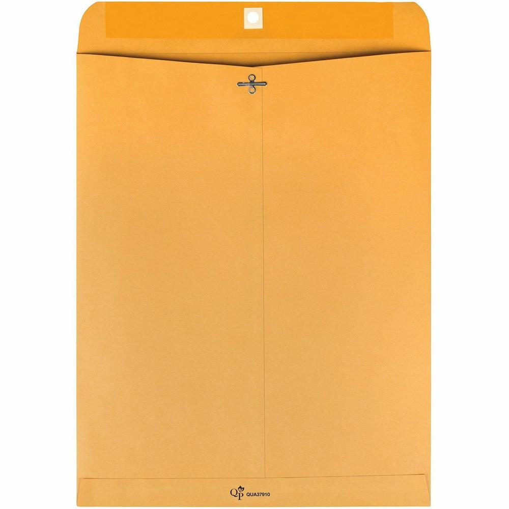 Quality Park 12 x 15-1/2 Clasp Envelope with Deeply Gummed Flaps - Clasp - #110 - 12" Width x 15 1/2" Length - 28 lb - Gummed - Kraft - Kraft - 100 / Box. Picture 4