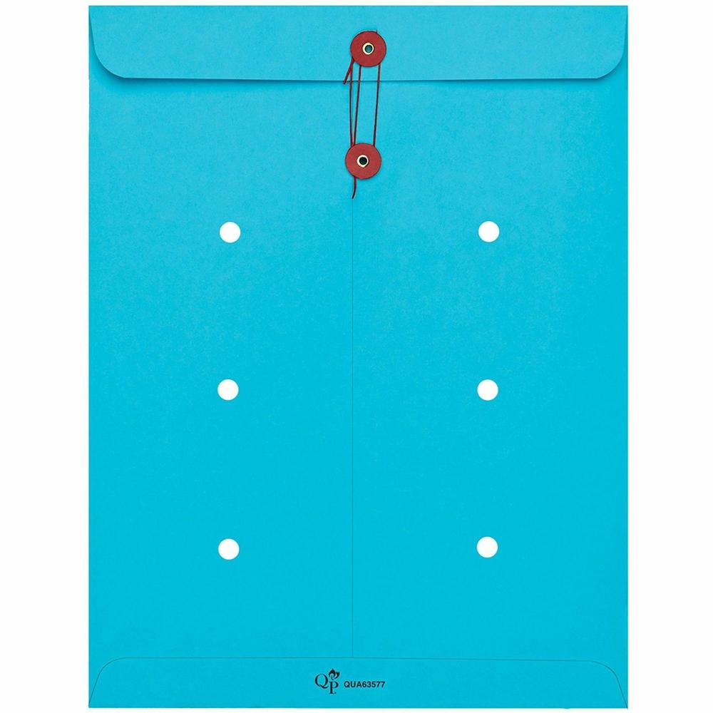Quality Park 10 x 13 Inter-Departmental Envelopes - Inter-department - 10" Width x 13" Length - 28 lb - String/Button - Blue - 100 / Box. Picture 4
