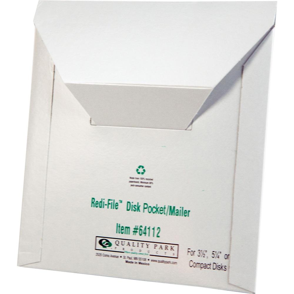 Quality Park 5 1/4" Economy Disk Mailers - Disc/Diskette - 6" Width x 5 7/8" Length - White - Paperboard - 10 / Pack. Picture 4