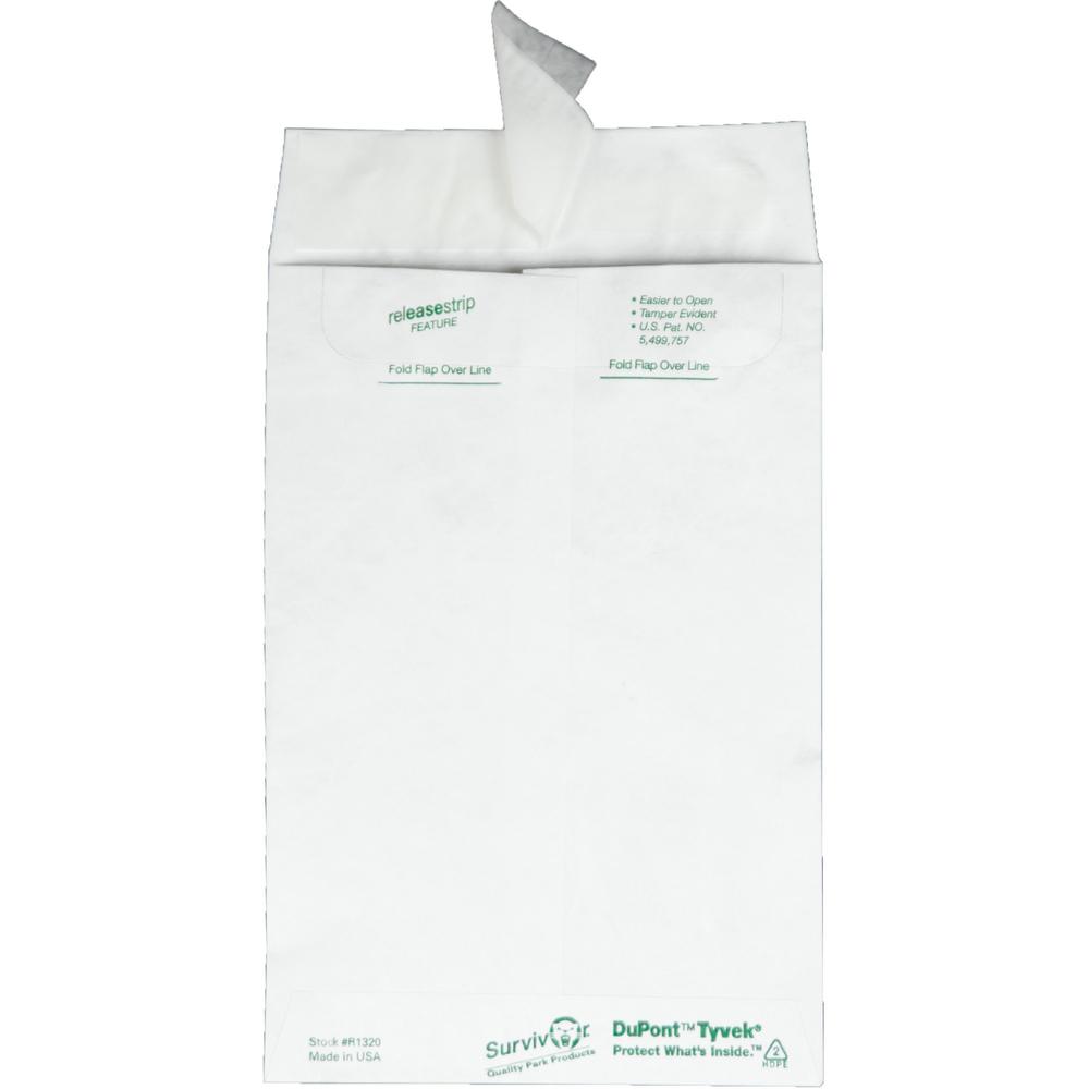 Survivor&reg; 6 x 9 Catalog Mailers with Self-Seal Closure - Catalog - #1 - 6" Width x 9" Length - 14 lb - Peel & Seal - White - Tyvek - 100 / Box. Picture 2