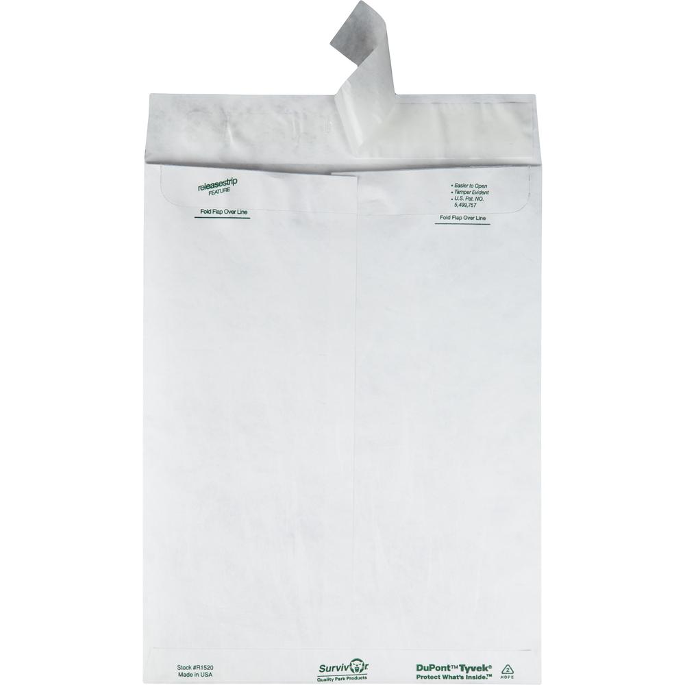 Survivor&reg; 9-1/2 x 12 1/2 DuPont Tyvek Catalog Mailers with Self-Seal Closure - Catalog - #12 1/2 - 9 1/2" Width x 12 1/2" Length - 14 lb - Peel & Seal - Tyvek - 100 / Box - White. Picture 7