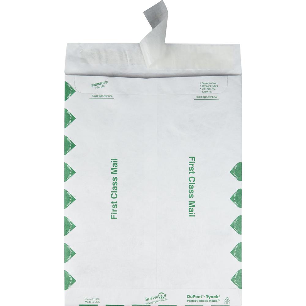 Survivor&reg; 9-1/2 x 12-1/2 First Class Border Catalog Mailers with Redi-Strip Closure - First Class Mail - #12 1/2 - 9 1/2" Width x 12 1/2" Length - 14 lb - Peel & Seal - Tyvek - 100 / Box - White. Picture 3