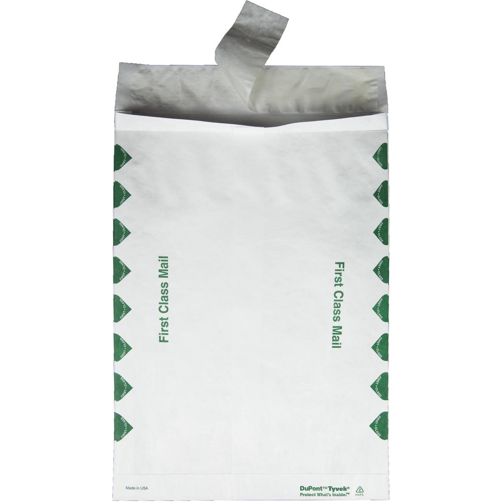 Survivor&reg; 10 x 13 x 1-1/2 DuPont Tyvek Expansion First Class Border Mailers - First Class Mail - 10" Width x 13" Length - 1 1/2" Gusset - 18 lb - Peel & Seal - White - Tyvek - 100 / Carton. Picture 4