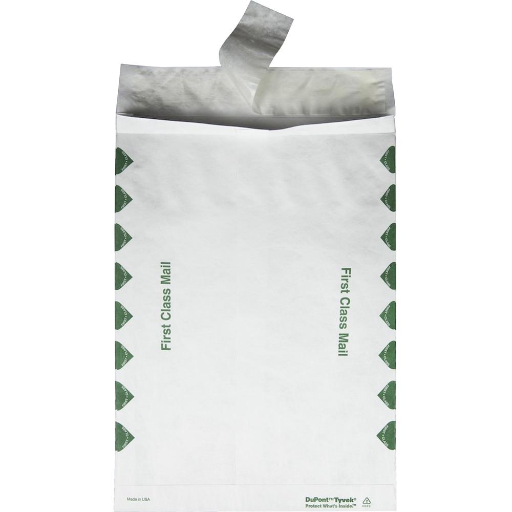 Survivor&reg; 10 x 13 x 1-1/2 DuPont Tyvek Expansion First Class Border Envelopes - First Class Mail - 10" Width x 13" Length - 1 1/2" Gusset - 14 lb - Peel & Seal - White - Tyvek - 100 / Carton. Picture 3