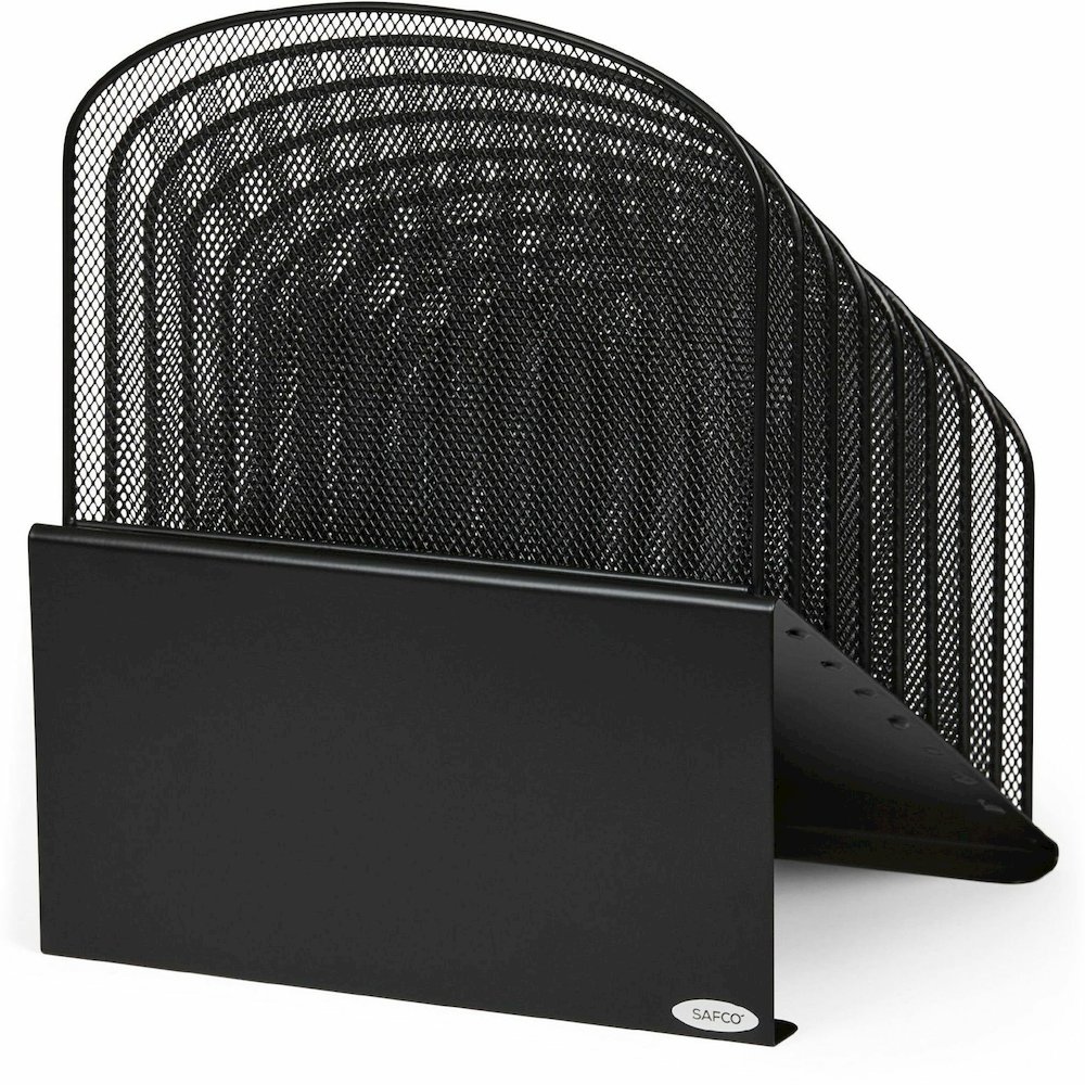 Safco Onyx Wire Mesh Desktop Organizer - 8 Compartment(s) - Compartment Size : 1" - 14" Height x 11.75" Width x 10.75" Depth - Desktop - Powder Coated - Black - Steel - 1 Each. Picture 13