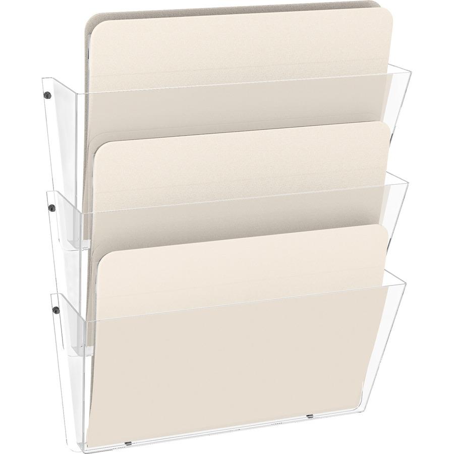 Deflecto Unbreakable DocuPocket - 3 Pocket(s) - 6.5" Height x 14.5" Width x 3" Depth - Unbreakable - Clear - Plastic - 3 / Pack. Picture 2